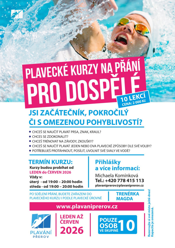 Plakát plaveckých kurzů pro dospělé